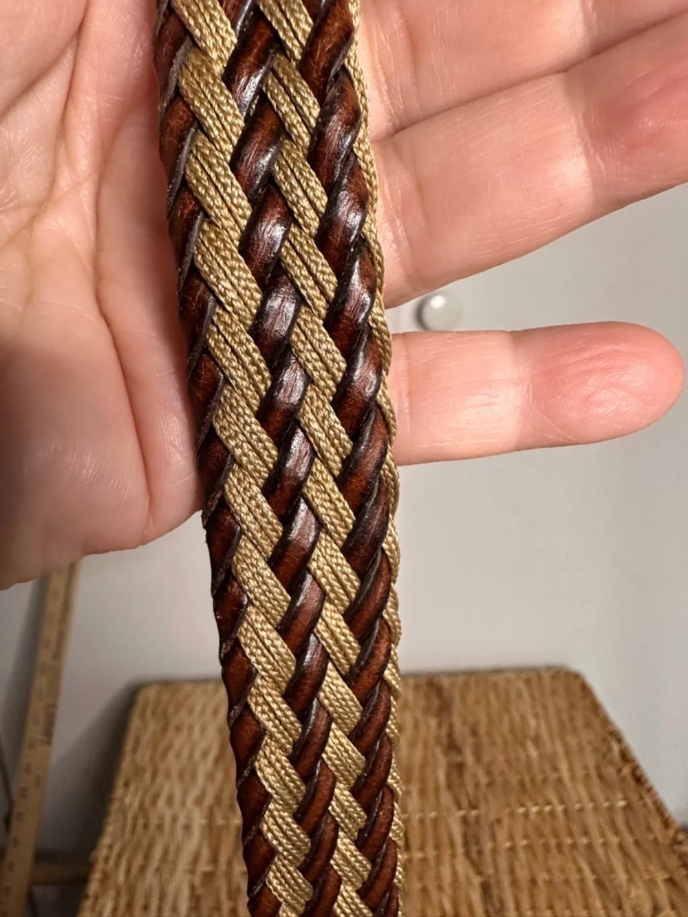 Men's Brown Braided Leather Belt -‎ Classic Casual Style